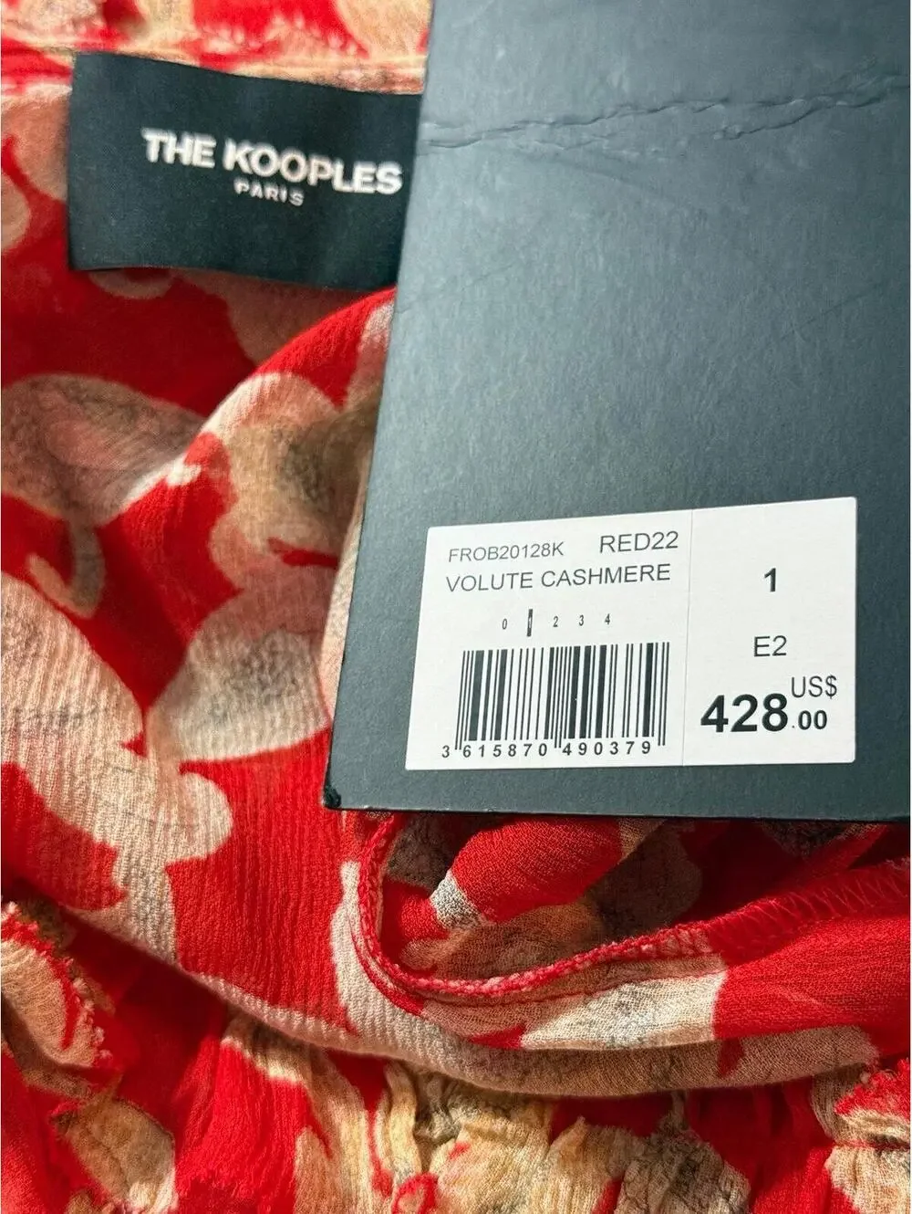 The Kooples Paris Red Paisley Ruffle Mini Dress Size 1 NWT Sheer Long Sleeve $42